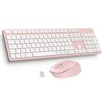 LeadsaiL Wireless Keyboard and Mouse Set, 2.4GHz USB Computer Keyboards and Mouse Combo, Ergonomic Design with 12 Multimedia Shortcuts for HP/Lenovo Laptop and Mac-Pink