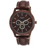 Timex Analog Black Dial Men's Watch-TW000U914 Genuine Leather, brown Strap