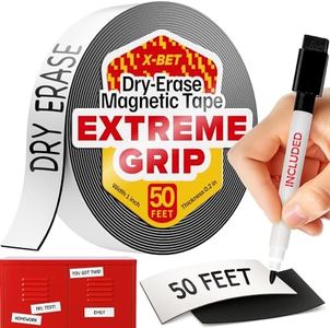 Dry Erase Magnetic Strips 50 feet x 1inch x Total Thickness 0.5mm+Marker+1 Dry Erase Marker