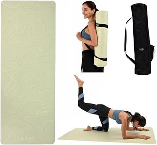 Premium PU & Natural Rubber, Yoga Mat Thick 5mm – Non Slip Exercise Mat Workout Surface, Extra Large 72'' x 27'' Wide Design, Pilates Fitness Training – Includes Strap & Carry Bag