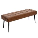 Apicizon 44.5”Bedroom Bench, Modern Faux Leather End of Bed Bench with Metal Legs, Upholstered Sitting Bench for Front Door Entrance,Bedroom,Dining Room, Entryway，Vintage Brown