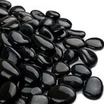 3.97lb Black Decorative Stones - Natural Polished Pebbles for Plant Pots, Smooth Gravel River Rocks for Landscaping, Vase Fillers, Succulents, Aquarium, Pond and Garden Decoration(0.59" - 1.18")