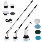 HENGLOBE Electric Spin Scrubber,Cleaning Brush Scrubber for Home, 350RPM/Mins-8 Replaceable Brush Heads-90Mins Work Time,3 Adjustable Size,2 Adjustable Speeds for Bathroom Shower Bathtub Glass Car