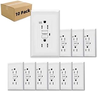 GFCI Outlet 15 Amp Receptacle, Tamper-Resistant, Weather Resistant and Self-Test LED Indicator 125 Volt, Screwless Wallplate Included ETL Listed MICMI, (15A GFCI Self Test WR TR 10pack)