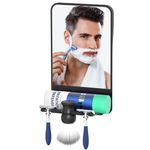 COSMIRROR Shower Mirror Fogless for Shaving with Multiple Razor Holders, No-Drilling Fogless Mirror for Shower, Anti-Fog Shaving Mirror Shatterproof & Waterproof for Men and Women