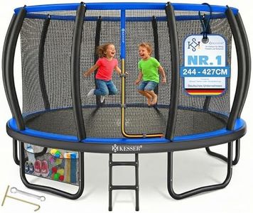 KESSER® Trampolin Outdoor Ø 244/305/366/427 cm, GS-Zertifikat, Gartentrampolin für Kinder & Erwachsene <150 kg mit Sicherheitsnetz, inklusive Tasche, Leiter, Randabdeckung & gepolsterten Netzstangen