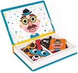 Janod Magnetibook 83 Pc Magnetic Boy Crazy Face Dress Up Game for Imagination Play - Book Shaped Travel/Storage Case Included - S.T.E.M. Toy for Ages 3+