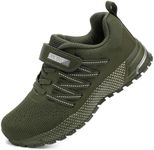 KUBUA Kids Sneakers for Boys Girls Running Tennis Shoes Lightweight Breathable Sport Athletic Dark Green