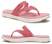 COFACE Womens Orthopedic Flip Flops Ladies Slip On Athletic Yoga Mat Memory Foam Cushion Thong Sandals Summer Beach Pool FlipFlops Sandles Comfy Plantar Fasciitis Arch Support Pink 5