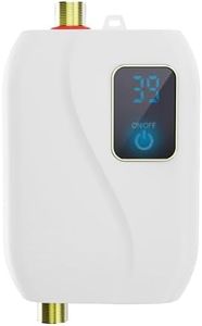 Calentador de agua instantáneo 220V 3500W Mini calentador de agua eléctrico sin tanque Lavado de cocina de baño con pantalla LCD para lavado de cocina de baño de ducha Enchufe de la UE