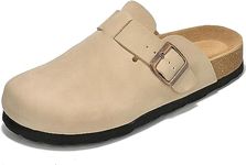 Project Cloud Women’s Genuine Suede Footbed Boston Clogs for Women - Memory Foam Arch Support Clog Slippers for Women - Trendy Slip-ons Women's Mules & Clogs Boston Sandals (Benton), Beige, 9