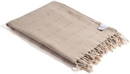 InfuseZen Stonewashed Turkish Bath & Beach Towel –100% Organic Turkish Cotton - Soft, Lightweight, Absorbent - Quick Dry, Sand Free - Swim, Pool, Shower, Travel - Peshtemal, Hammam Spa Towel - Beige