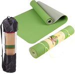 Bodylastics Yoga Mat for Men and Women with Carry Bag TPE 6ft x 2ft x 6mm Large Size Anti Slip & Anti Tear Workout Mat (Light Green/Grey)