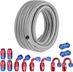 EVIL ENERGY 12AN Fuel Line Kit 20FT, 12AN Hose Stainless Steel Braided Fuel Line Hose Fitting Kit CPE, Silver