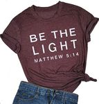 Be The Light Faith Shirts Women Jesus Christian T-Shirt Summer Letter Printed Short Sleeve Loose Tee Tops - Red - Small