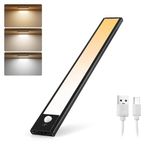 Gesto Aluminium Rechargeable Motion Sensor Led Light for Wardrobe - 3 Color Modes Magnetic Closet Light with Stepless Dimming for Under Counter| Under Cabinet, Kitchen, Cupboard (Black, 30 Cm)