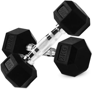 Hex Dumbbell Set, 1-20kg Rubber Encased Hex Dumbbell Cast Iron Exercise & Fitness Dumbbells, Non-Slip Handles Dumbbells Set of 2, Hand Weight for Strength Training ﻿ (2 KG X 2 PCS)