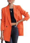 luvamia Womens Fashion Blazer Jackets for Women Casual Long Sleeve Dressy Vibrant Orange Womens Blazer Womens Blazers for Work Casual Orange Blazers for Women Size Medium Fits Size 8 / Size 10