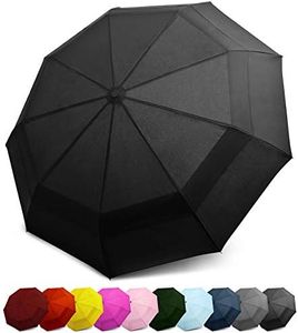 EEZ-Y Travel Umbrellas for Rain - Wind Resistant w/Open Close Button - Black