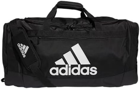 adidas Defender 4 Large Duffel Bag, Black/White, One Size, Defender 4 Large Duffel Bag