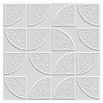 Kayra Decor 3D Self Adhesive Wall Panel -White Color Quarter Circle Design - (19.7 x 19.7, Covers 16.14 Sq. ft). (Pack of 6) Peel and Stick Wall Panel for Home Kitchen and Office Decor