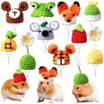 Kajaia 10 Pcs Hamster Hat Small Animals Cute Tiny Hat Mini Hand Knitted Hats for Snakes Pets Bearded Dragon Guinea Pig Bunny Costume Accessories Easter Holiday Parties(Cute Style)