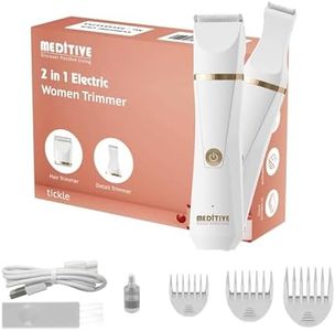 Meditive Women Trimmer, Body Electric Trimmer with Type-C USB Rechargeable and 2 IN 1 Replaceable Ceramic Blade Heads, Ladies Bikini Trimmer