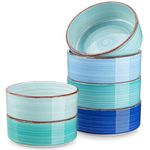 vancasso Bonita Small Cereal Bowls Set of 6, 16 oz Ceramic Bowls, Dipping Bowls, Serving Bowls for Soup, Dessert, Snack, Porridge, Rice, Dishwasher & Microwave Safe, Cool Color