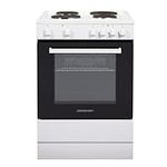 Cookology CFSP600WH 60cm Wide, 62 Litre Capacity Freestanding Electric Single Cooker with Solid Plate Top 4 Cooking Zone Hob and Analogue Dials – in White