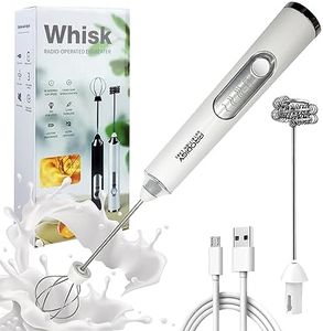 Rechargeable Milk Frother Handheld with 2 Attachments - Handheld Silver Electric Whisk Drink Foam Mixer, Mini Stirrer with 3 Adjustable Speeds for Coffee, Lattes, Shakes, and Eggs