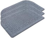 COSY HOMEER 32X20 Inch Anti Fatigue Kitchen Rug Mats are Made of 100% Polypropylene Half Round Rug Cushion Specialized in Anti Slippery and Machine Washable (Grey 3pcs)