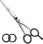 Candure Hair Scissors Professional Barber Hair Cutting Scissors 6 Inches Stainless Steel Precise Edge Hair Shears Haircut Scissors for Salon Barbers, Men, Women, Children and Adults (6" Silver)