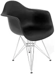 Inmod Molded Plastic Eiffel Armchair, Black (Set of 2)