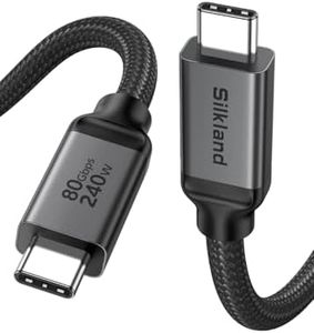 Silkland 80Gbps USB 4 for Thunderbolt 5 Cable 10FT/3M, up to 120Gbps Bandwidth for Dual 8K, 240W PD 3.1 Charging, Braided USB C Video Cable Compatible Thunderbolt 4, MacBook, iPhone 17, SSD, Dock