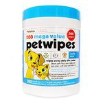 Petkin Pet Wipes/Grooming Wipes for Dogs and Cats Mega Pack, Veterinarian Tested 200 Wipes