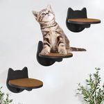 3-Packs Cat Climbing Shelves Wall Mount, Cat Wall Steps Shelves, Cat Wall Shelves with Scratching Pad, Cat Wall Furniture for Cat Sleep Climb Play, Cat Shelves Cat Stairs Cat Ladder(Black)