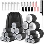 Hair Rollers Set-50PCS,Velcro Rollers for hair - eco-friendly Nylon Material,4-sizes for Various Curls - Perfect for Styling and Volume,60 45 36 25mm/24pc velcro rollers & 24pc Curl Clips