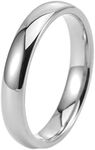 Epinki Promise Ring, 4MM Mens Womens Tungsten Ring Silver Polished Wedding Ring Band Size P 1/2