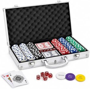 300pc Casino-Style Poker Set | 11.5g Iron Core Chips 5 Colours, Aluminium Case, 2 Decks, 5 Dice & 3 Buttons | Ideal for Texas Holdem, Blackjack, Roulette - Home Game Nights & Card Clubs