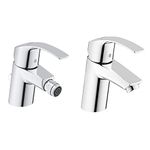 GROHE 32929002 | Eurosmart Bidet Tap + Grohe 32467002 Eurosmart New Single-Lever Basin Mixer Tap Without Pop-Up Waste