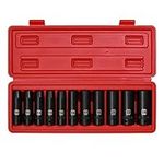 EMENTOL 11PCS 1/2 Inch Drive Deep Impact Socket Set, Metric, 6-Point, CR-V, 11 Pieces 1/2" Dr. Deep Socket Set, 10mm - 24mm