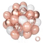 Rose Gold Birthday Party Balloons, 50 pcs12 Inch Rose Gold White Confetti Balloons Birthday Decorations For Women Girls Birthday Party decorations