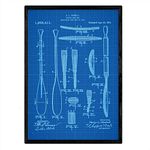 Nacnic Poster with patent Remos 1. Foil with old design patent in A3 size with blue background