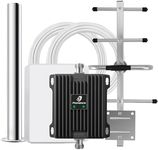 Cell Phone Signal Booster with Antenna Pole for Verizon and AT&T | Up to 4,500 Sq Ft | Boost 4G LTE 5G Signal on Band 12/13/17 | 65dB Dual Band Cellular Repeater with High Gain Antennas | FCC Approved