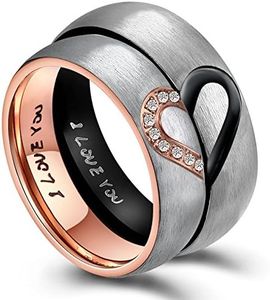 ANAZOZ Partner Rings Stainless Steel Wedding Rings 6 mm Puzzle Heart with Engraving I Love You Wedding Ring Woman, 58 (18.5), Heart