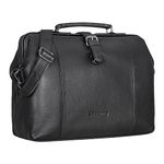 STILORD 'Johannes' Vintage Doctor's Bag Leather Doctor's Case Retro Travel Bag House Call Doctor's Bag Leather Bag with Lock Antique, Colour:Black