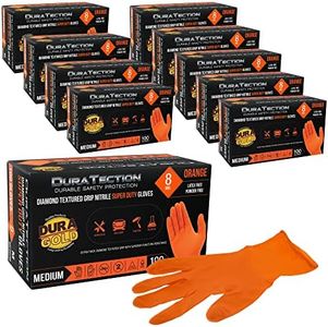 Dura-Gold Duratection 8 Mil Orange Super Duty Diamond Textured Nitrile Disposable Gloves, 10 Boxes of 100, Medium - Latex Free, Powder Free, Food Safe, Safety Protection Work Gloves, Industrial