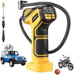 LIVOWALNY Tire Inflator Portable Air Compressor Compatible with Dewalt 20V Battery, 150PSI Car Tire Air Pump Cordless Tire Pump with Digital Pressure Gauge Tire Inflator for Car Motorcycle (Tool Only)