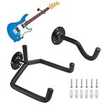 GOLRISEN Guitar Wall mounts,Guitar Holder for Wall,2 Pcs Guitar Hanger Hooks,Slanted Guitar Hanger Wall for Acoustic Guitar,Classical Guitar,Electric Guitar,Bass,Ukulele(Black,2size)