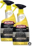 Weiman Heavy Duty Stove and Oven Cleaner and Degreaser for Glass, Ceramic Cooktops, BBQ grill grates - 2 Pack, 24 Oz w/MicroFiber Towel